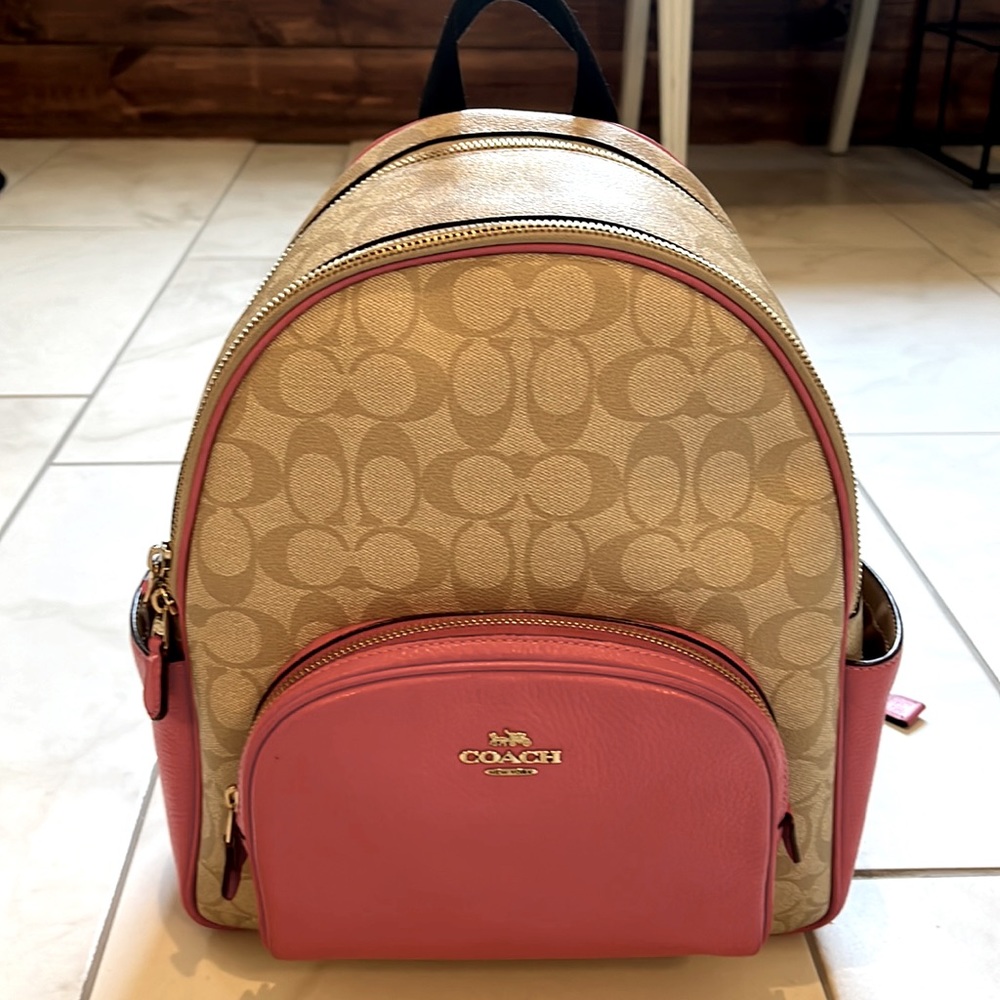 Coach Pink and Tan Backpack